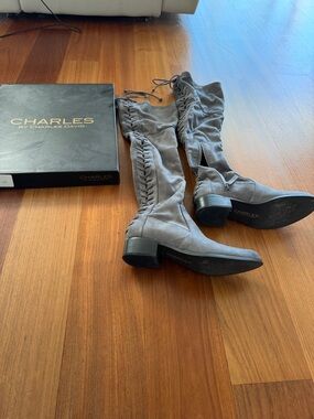 Charles By Charles David Gray Over-the-Knee Lace-Up Boots